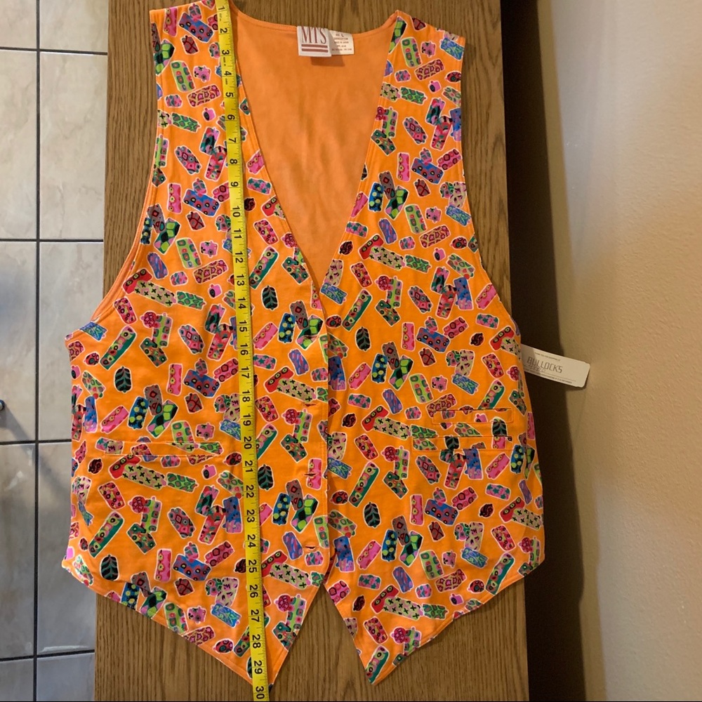 Vintage reversible MTS cotton vest with 2 pockets sz Large